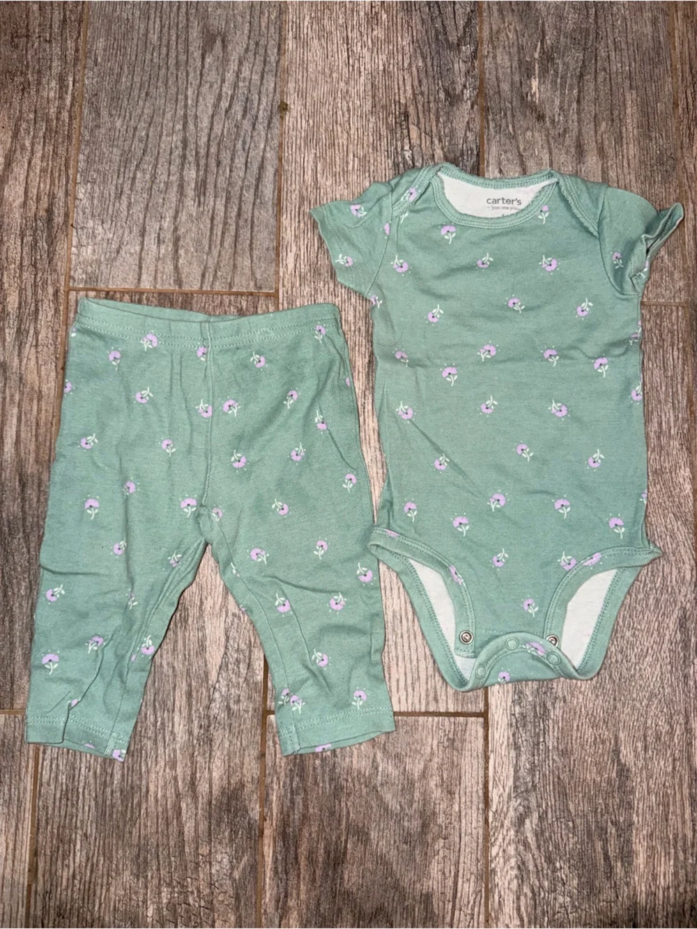 Carter's Green Floral Set
